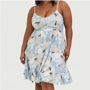 Torrid Super Soft Knits Floral Dress in Soft Blue size 12